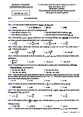 Đề thi khảo sát chất lượng ôn thi THPT quốc gia lần III năm học 2016 - 2017 đề thi môn Toán học - Mã đề thi 132